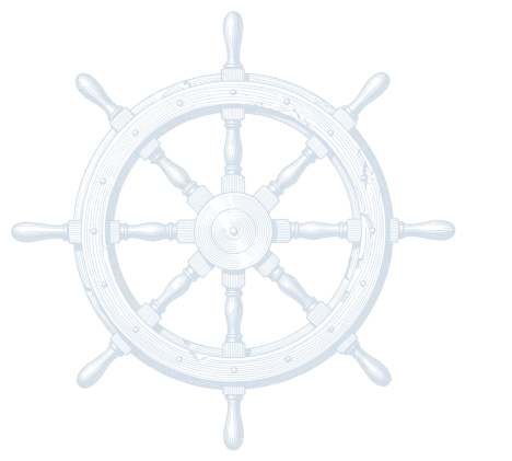 Engraving: a ship's wheel.