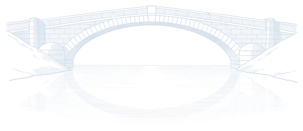 Gravure : un pont de pierre à une arche.